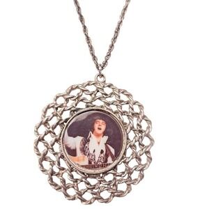 Rare Vintage Elvis Presley Necklace Pre-1977 Fan Club‎ 2" Medallion 30" Chain